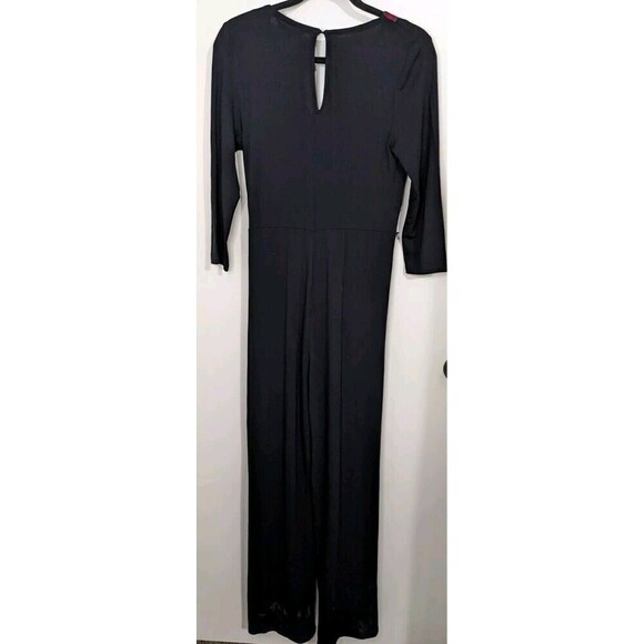 Boden Womens Isla Jersey Knit Wrap Jumpsuit US 6 R Black Wide Leg No Belt Flowy - Picture 3 of 14
